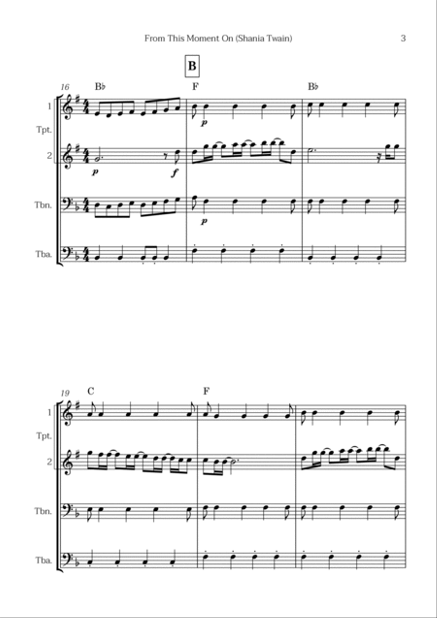 From This Moment On Brass Quartet scores gallery preview page 3