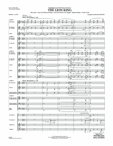 Highlights from The Lion King - Conductor Score (Full Score)