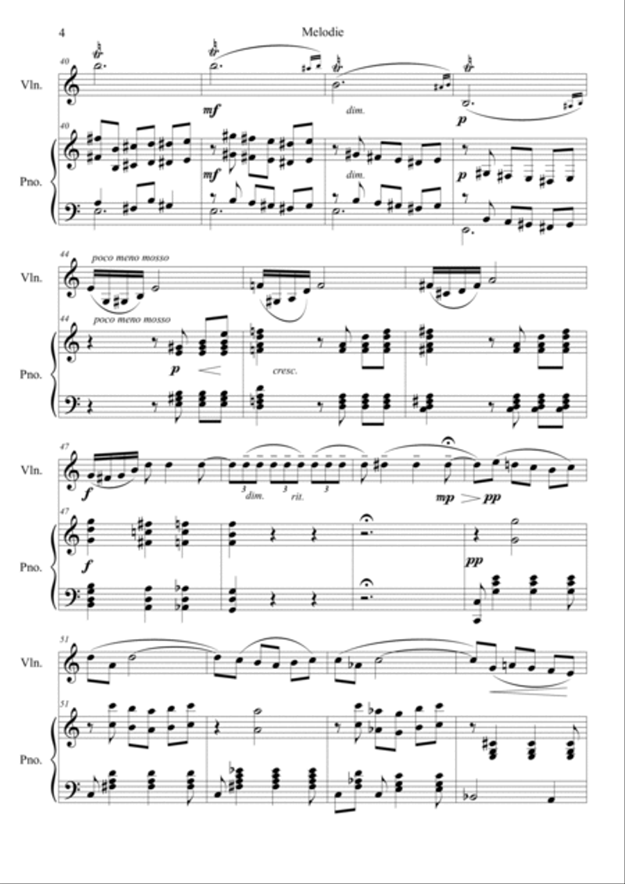 Tchaikovsky: Souvenir d'un lieu cher, Op.42 Melodie (in C) Violin Solo scores gallery preview page 4