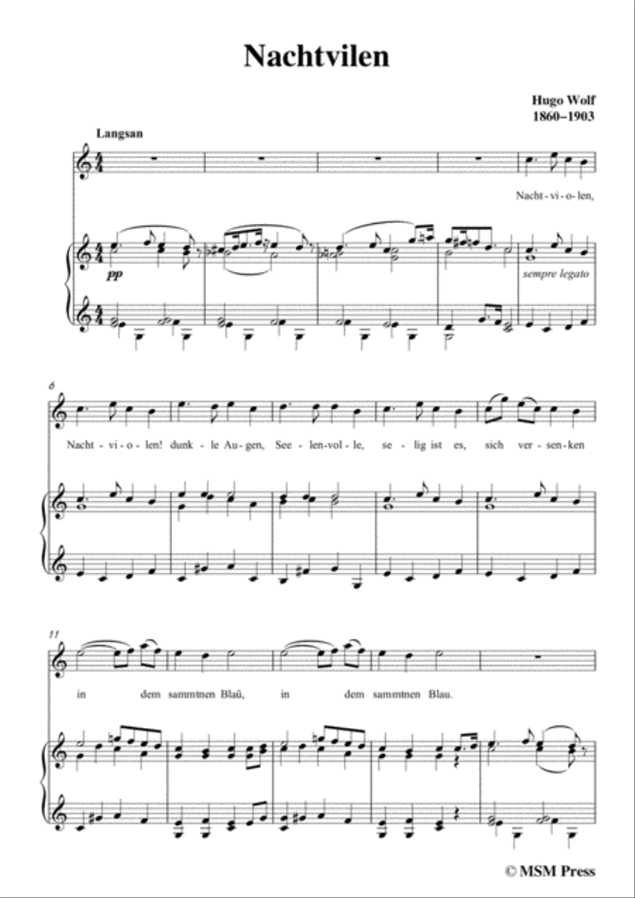 Wolf-Nachtviolen in C Major,for Voice and Piano Voice Solo scores gallery preview page 3