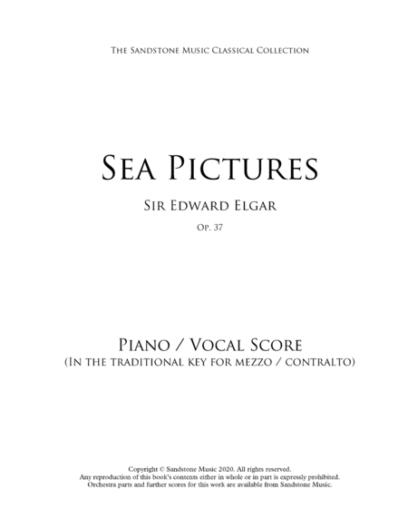 Sea Pictures, Op. 37 Piano Vocal Score (Traditional Keys for Mezzo-Soprano / Contralto)