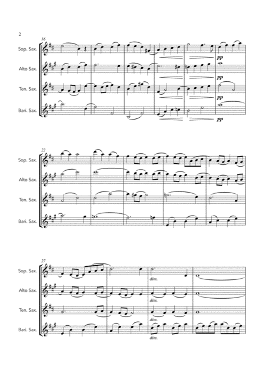 Evening Prayer (Abendsegen), Humperdinck - SATB saxophone quartet Saxophone Quartet scores gallery preview page 2