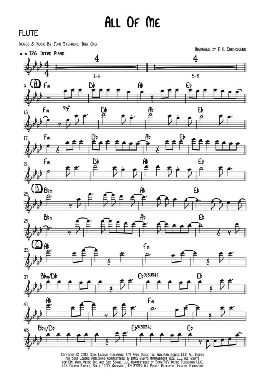 All Of Me Flute Solo scores gallery preview page 1