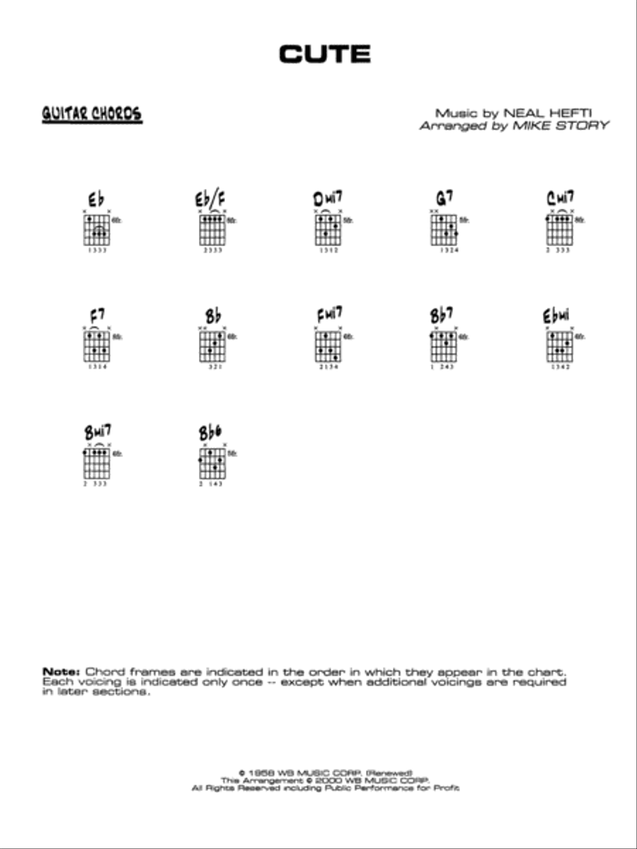 Cute: Guitar Chords Jazz Ensemble scores gallery preview page 1