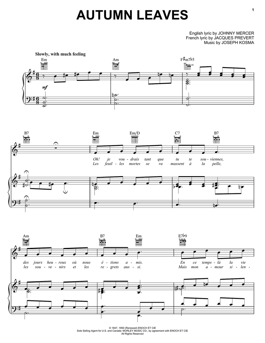 Autumn Leaves Guitar scores gallery preview page 1