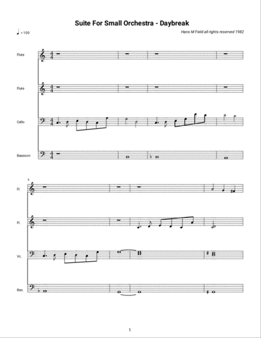 Suite for Small Orchestra - First Movement - Daybreak Chamber Orchestra scores gallery preview page 1