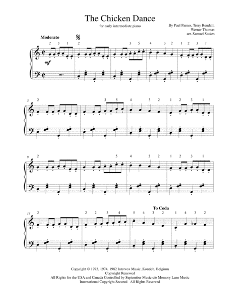 The Chicken Dance Piano Solo scores gallery preview page 1