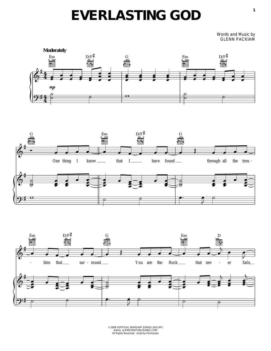 Everlasting God Piano, Vocal, Guitar scores gallery preview page 1