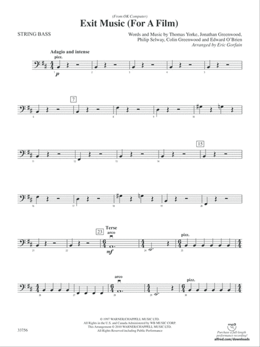 Exit Music (For a Film): String Bass String Orchestra scores gallery preview page 1