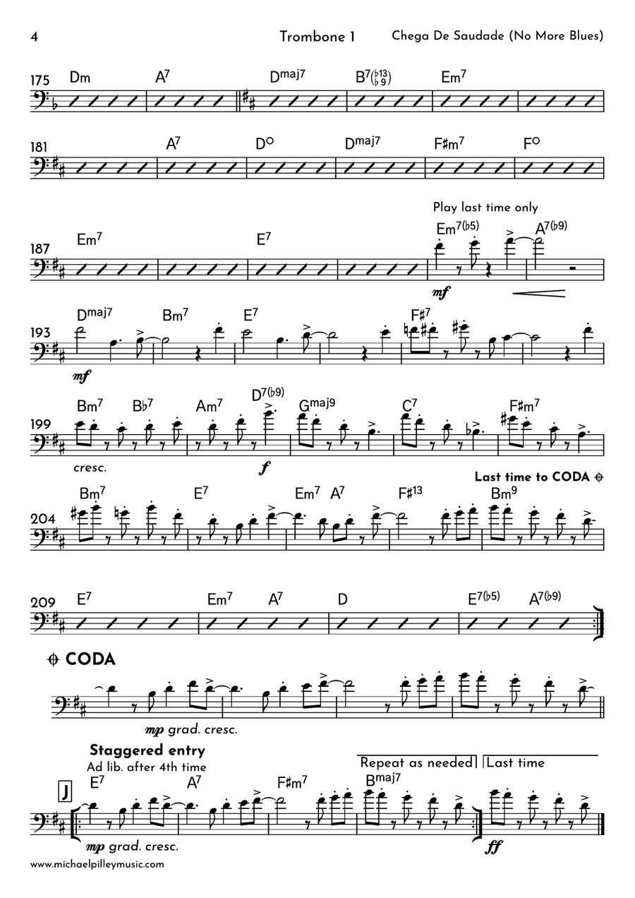 Chega De Saudade (no More Blues) Brass Ensemble scores gallery preview page 5