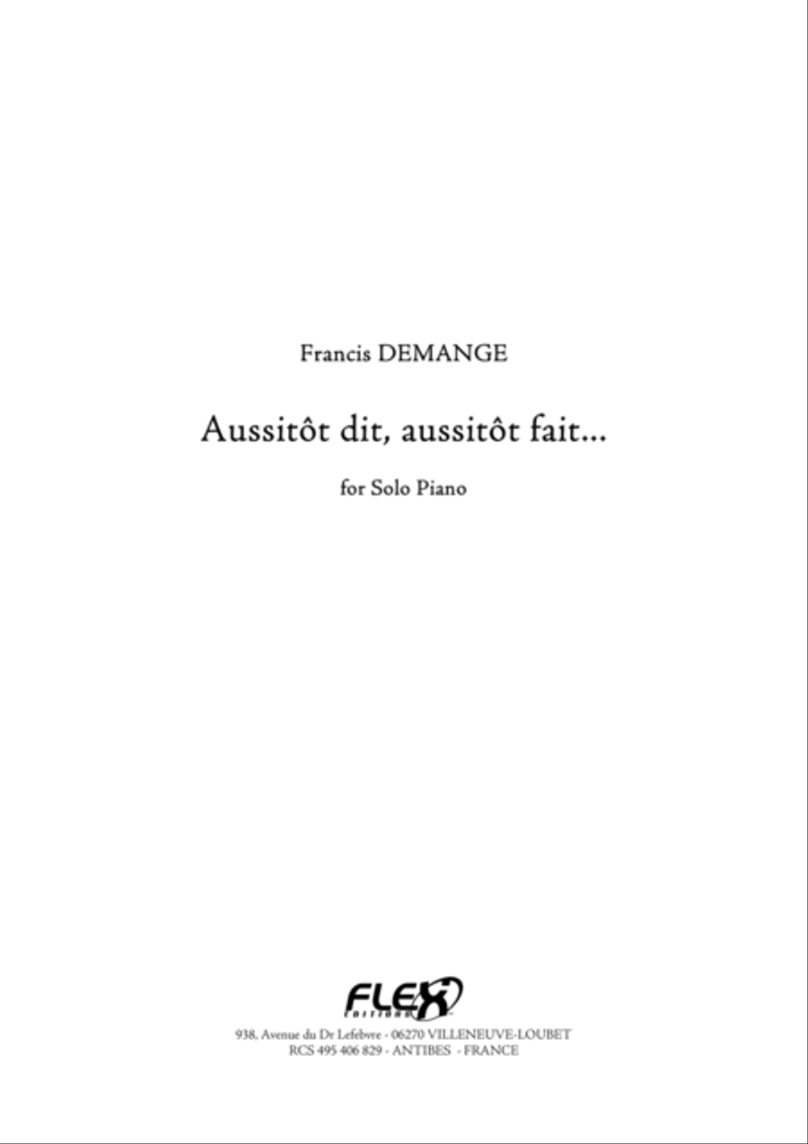 Aussitot dit, aussitot fait... Piano Solo scores gallery preview page 1