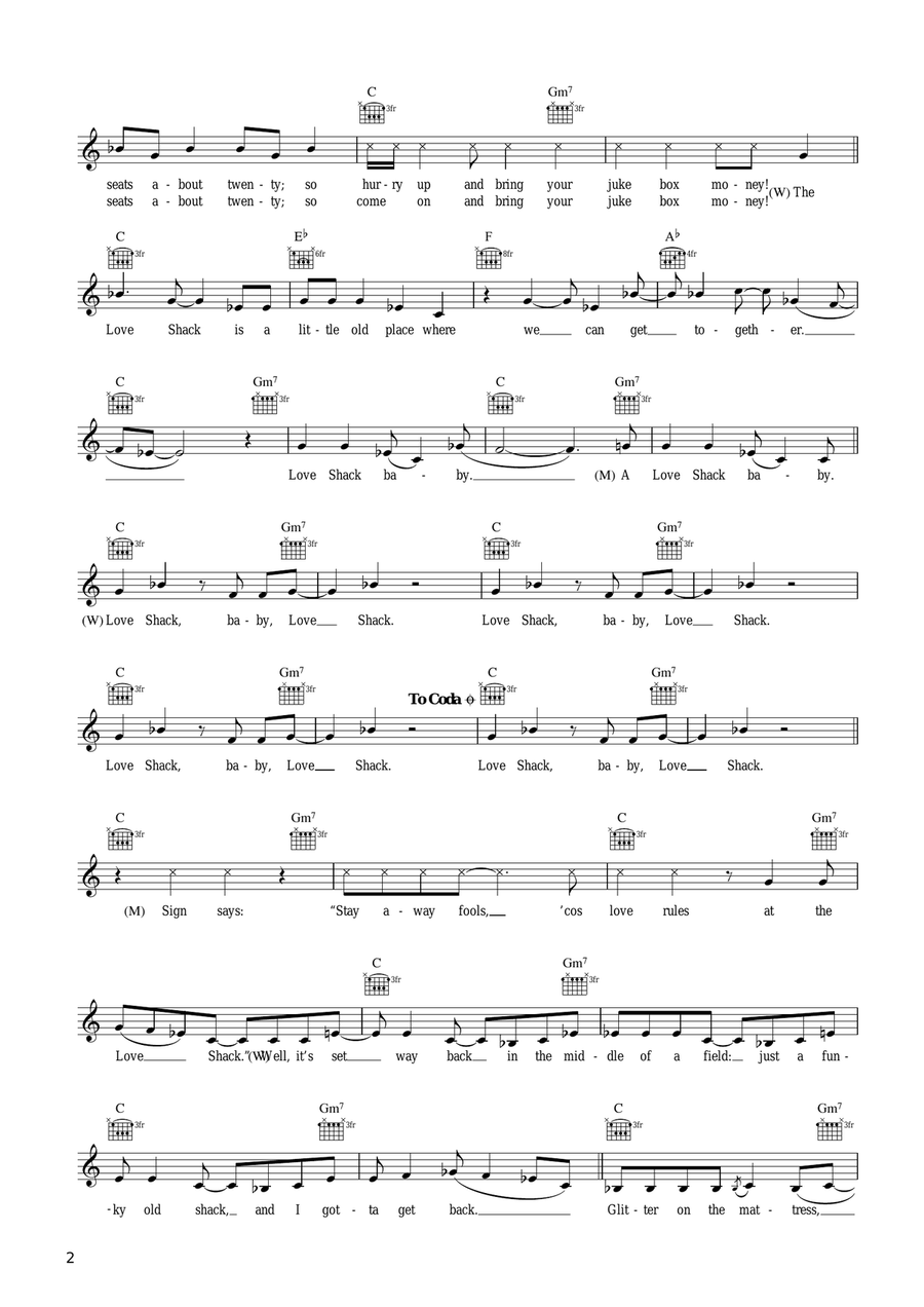 Love Shack Piano scores gallery preview page 2