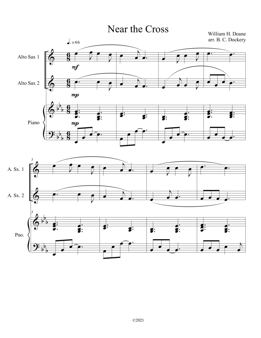 Near the Cross (alto sax duet) with optional piano accompaniment image number null