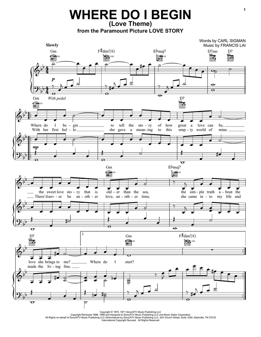 Where Do I Begin (Love Theme) Acoustic Guitar scores gallery preview page 1