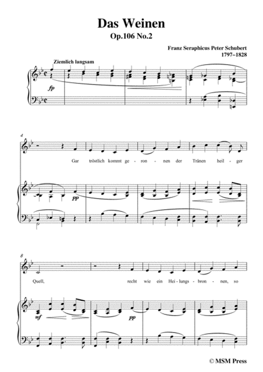 Schubert-Das Weinen,Op.106 No.2,in B flat Major,for Voice&Piano image number null