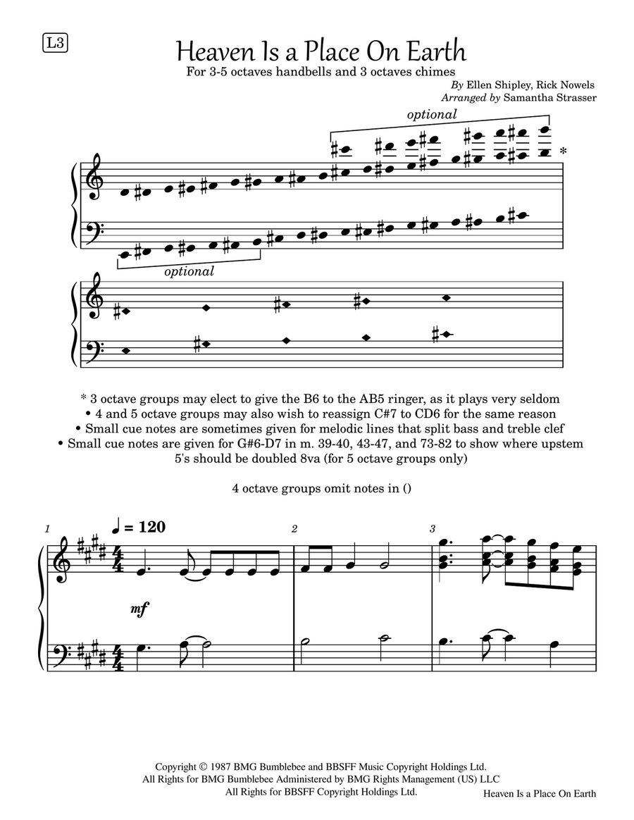 Heaven Is A Place On Earth Handbell Choir scores gallery preview page 1
