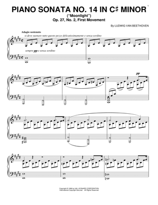 Piano Sonata In C Sharp Minor, Op. 27, No. 2, First Movement (Moonlight)