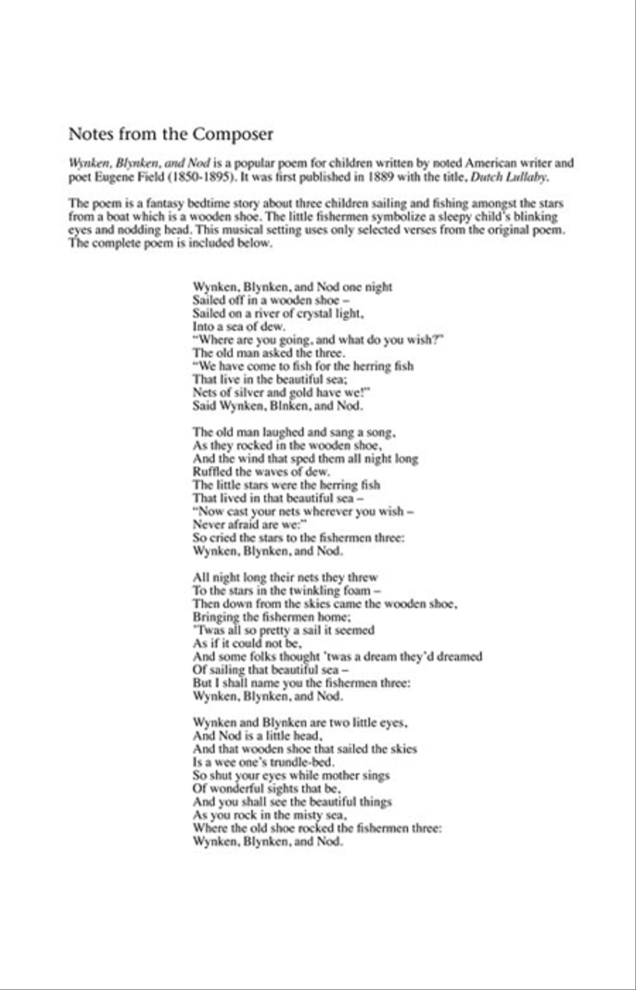 Wynken, Blynken, and Nod Choir scores gallery preview page 2