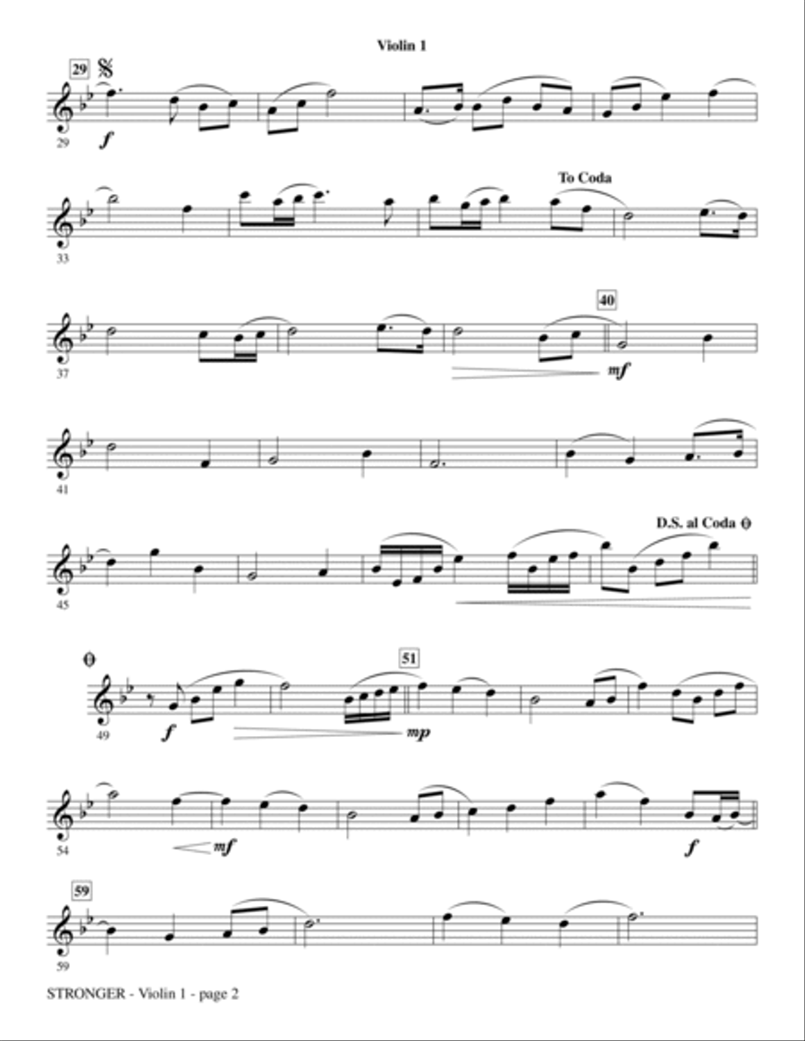 Stronger - Violin 1 Choir scores gallery preview page 2
