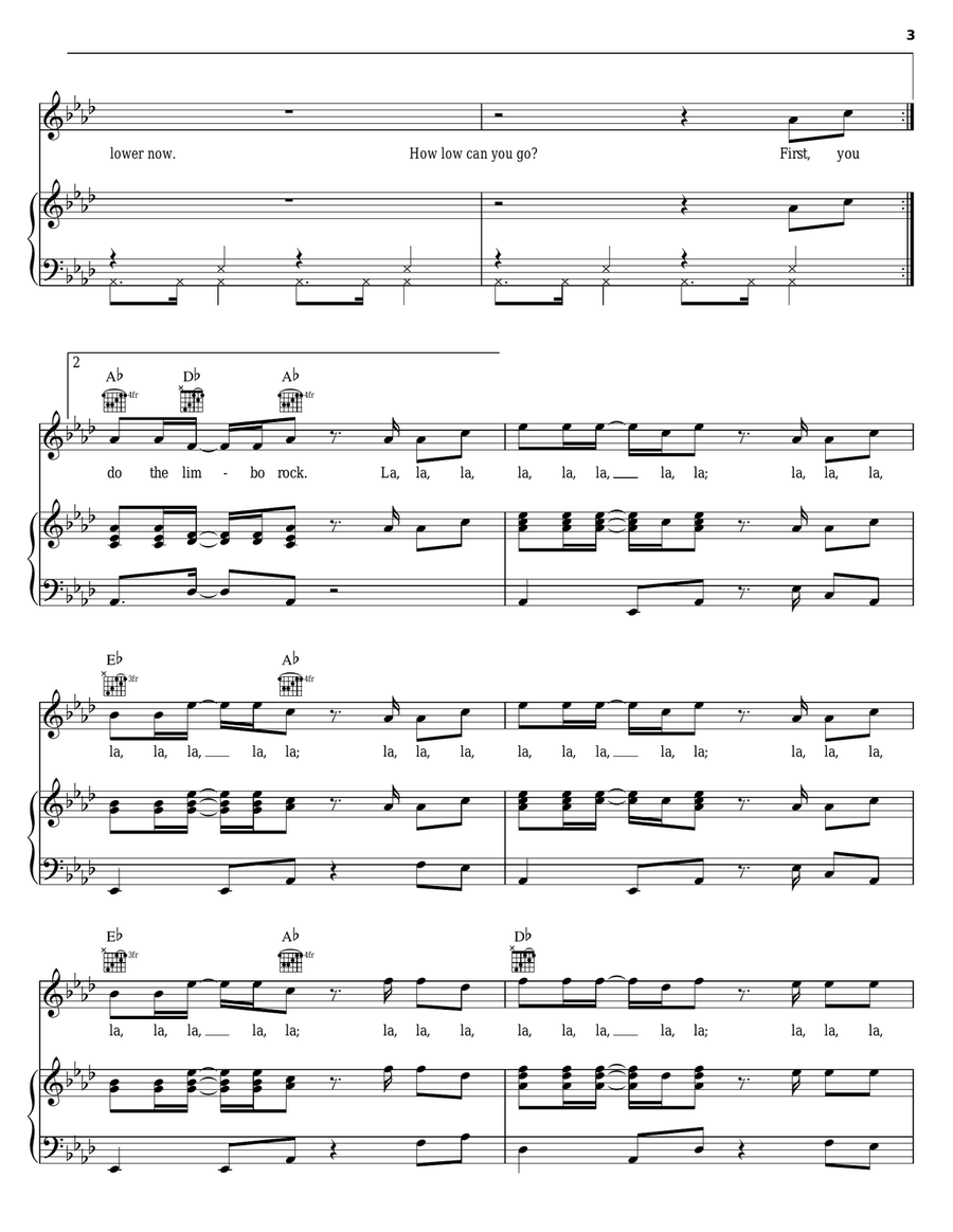 Limbo Rock Limbo Rock Piano, Vocal, Guitar scores gallery preview page 3