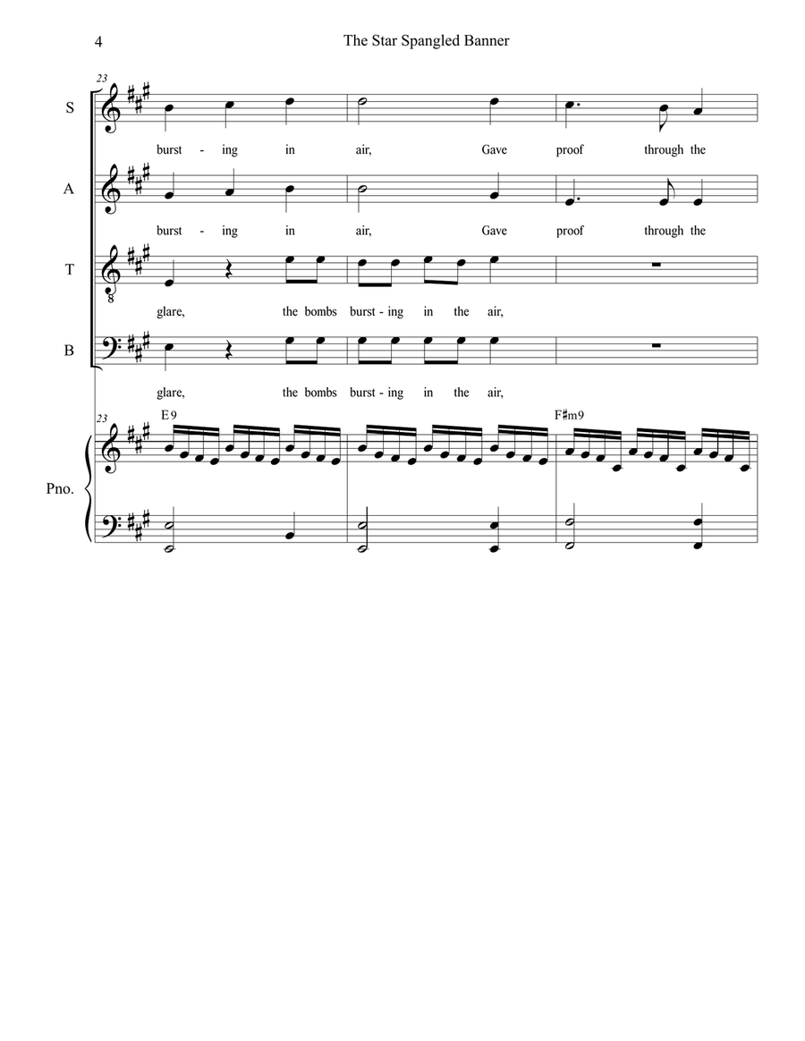 The Star Spangled Banner (for SATB) 4-Part scores gallery preview page 5