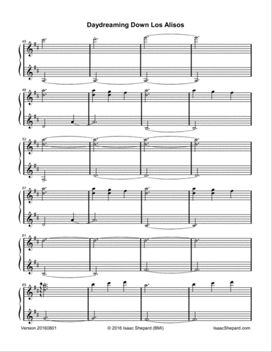 Daydreaming Down Los Alisos Piano Solo scores gallery preview page 4