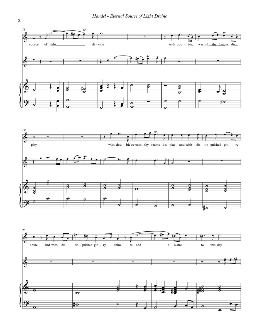 Eternal Source of Light Divine for Trumpet, Soprano & Piano Small Ensemble scores gallery preview page 2