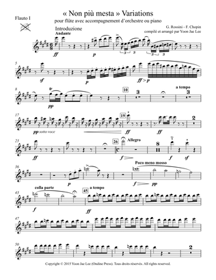 Variations on "Non piu mesta" for Flute and Orchestra - Set of Parts