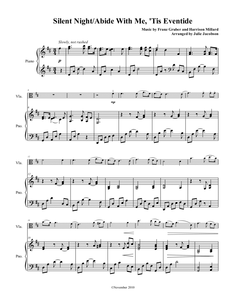 Abide With Me, 'Tis Eventide/Silent Night Piano scores gallery preview page 1