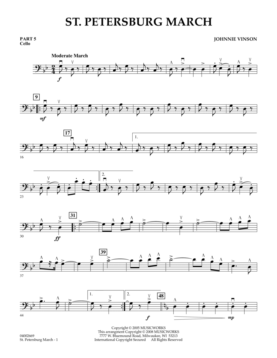St. Petersburg March - Pt.5 - Cello Concert Band scores gallery preview page 1