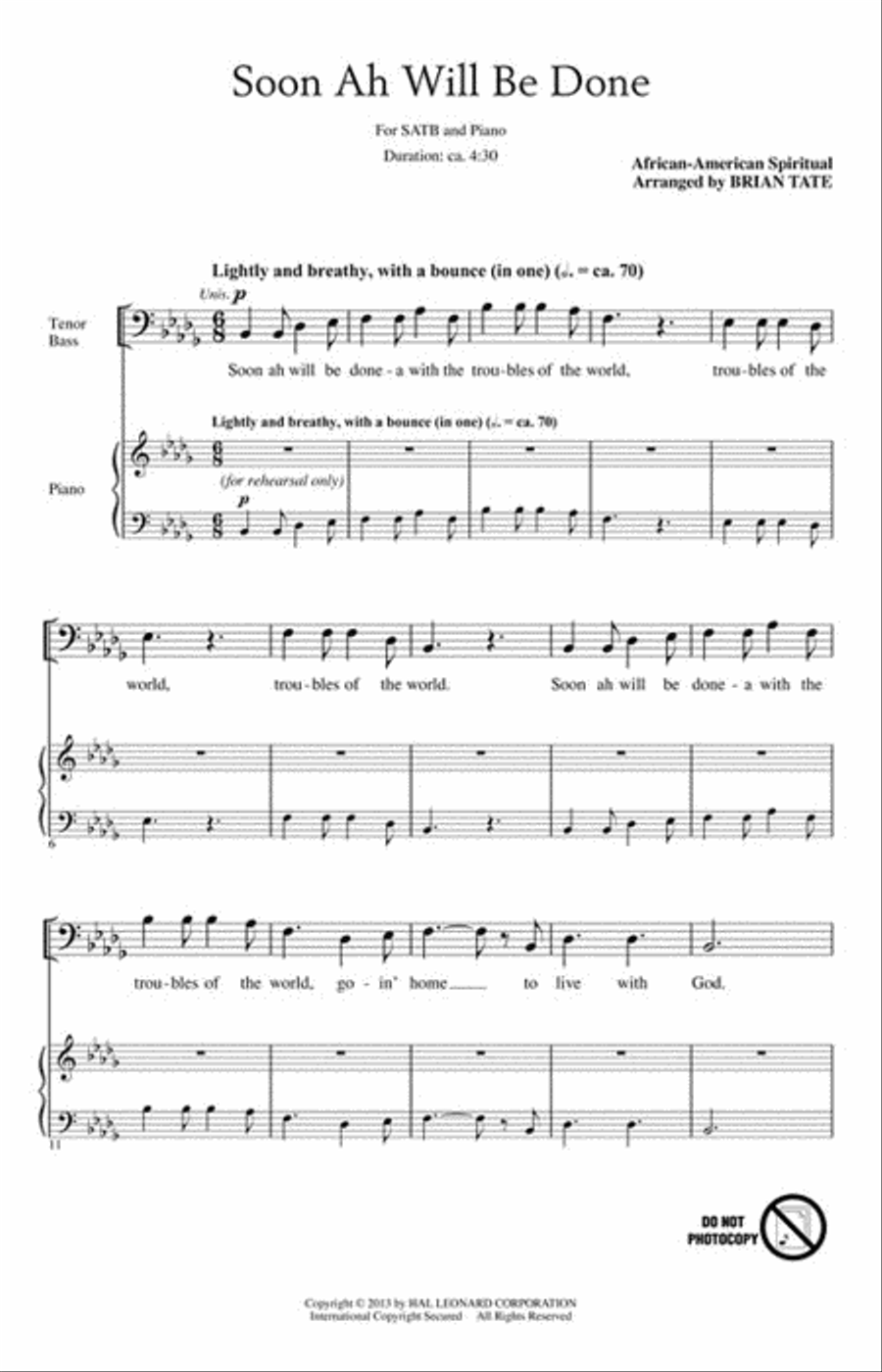 Soon Ah Will Be Done 4-Part scores gallery preview page 2
