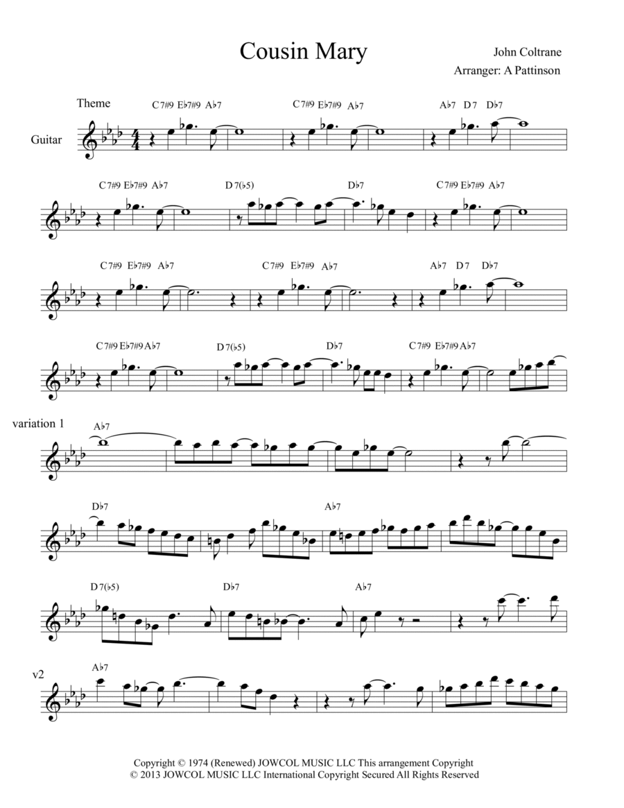 Cousin Mary Electric Guitar scores gallery preview page 1