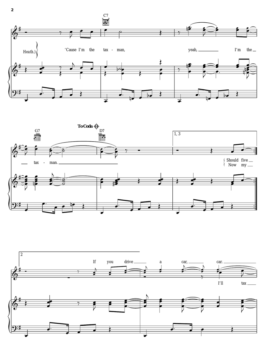 Taxman Piano, Vocal, Guitar scores gallery preview page 2
