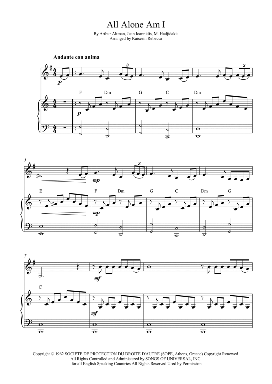 All Alone Am I Horn scores gallery preview page 1