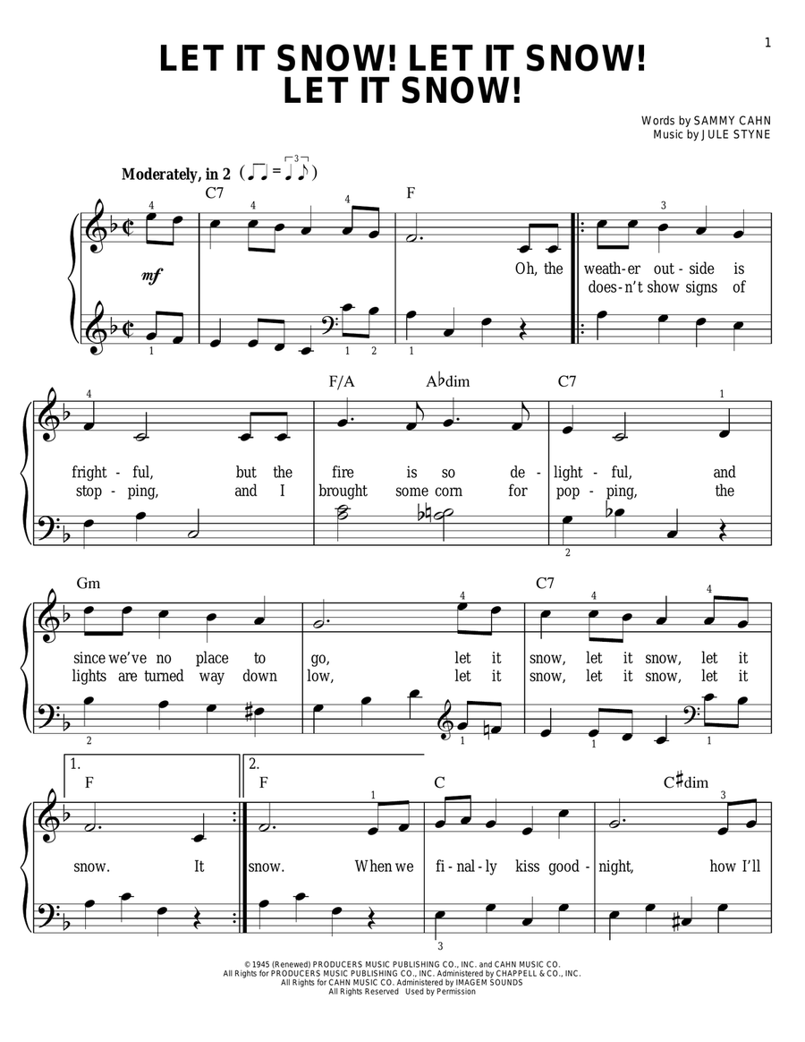 Let It Snow! Let It Snow! Let It Snow! Easy Piano scores gallery preview page 1