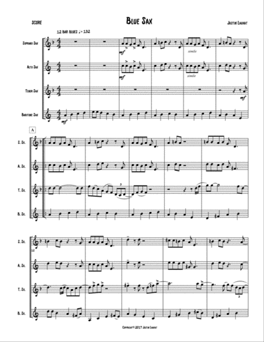 Blue Sax Woodwind Quartet scores gallery preview page 1