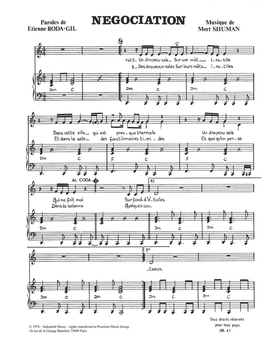 Negociation Piano, Vocal scores gallery preview page 1