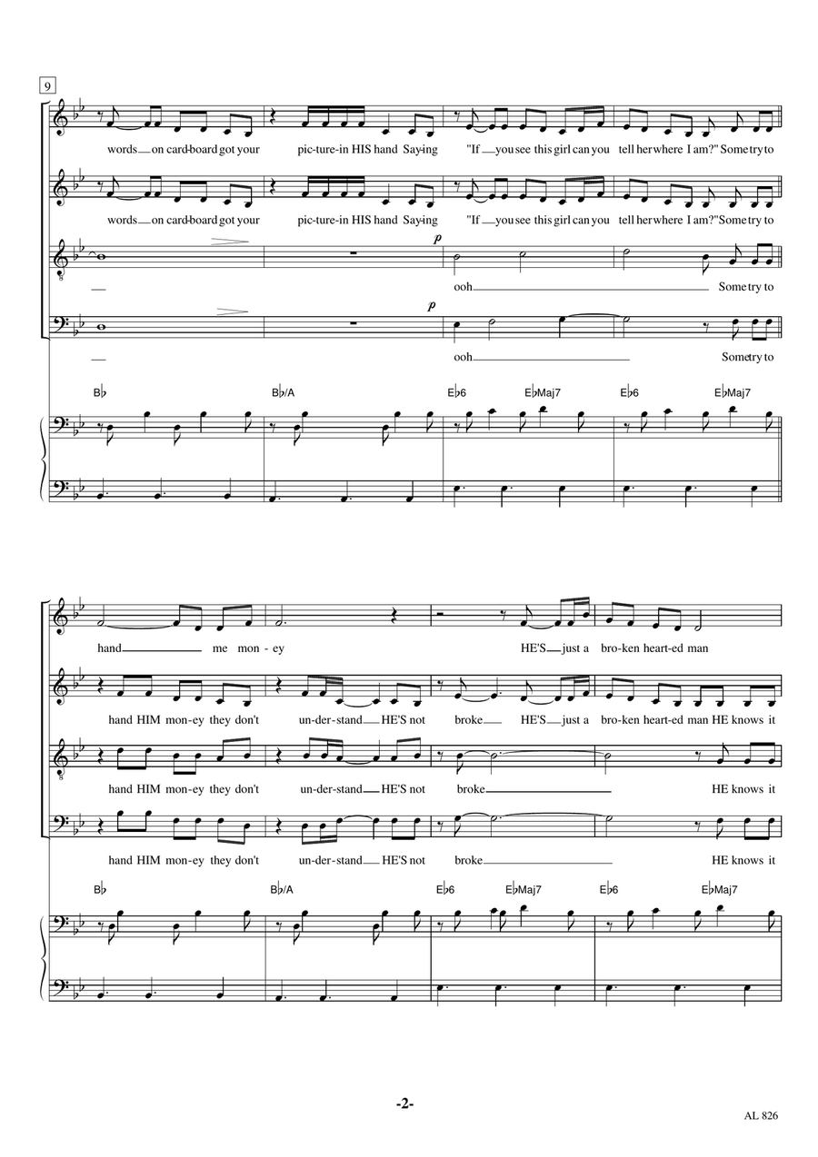 The Man Who Can't Be Moved 4-Part scores gallery preview page 2