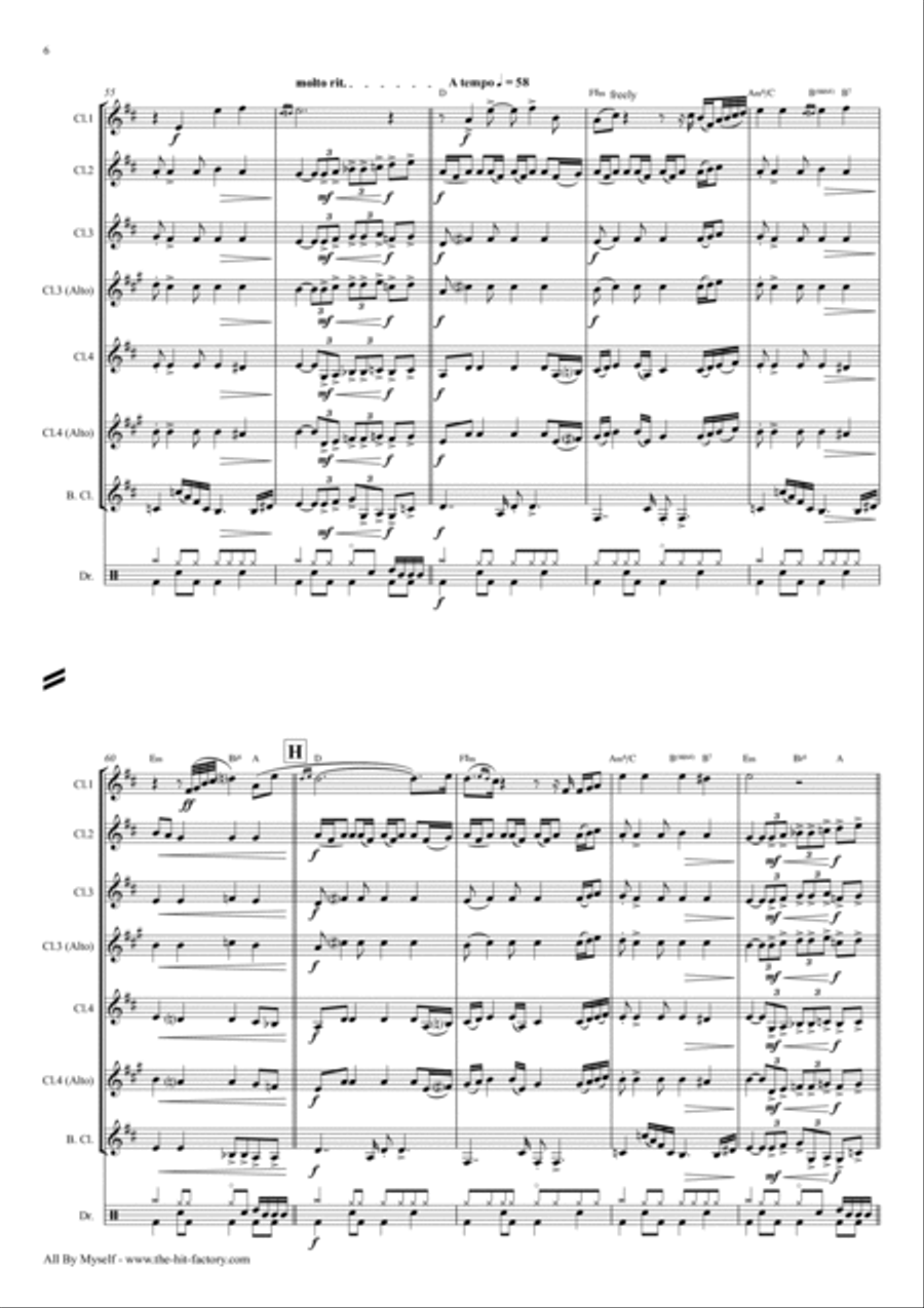 All By Myself Woodwind Ensemble scores gallery preview page 6
