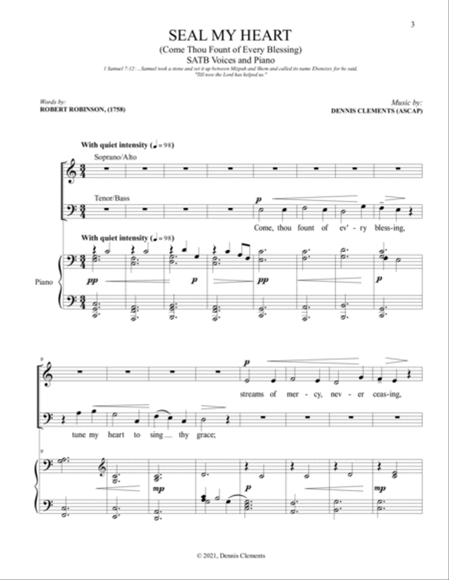 Seal My Heart (Come Thou Fount) 4-Part scores gallery preview page 3