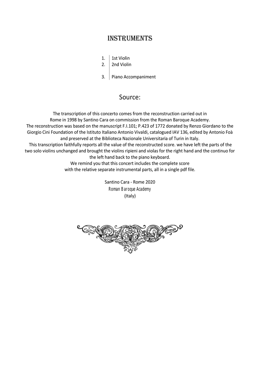 Vivaldi - Double Violin Concerto in E flat major RV 515 for Two Violins and Piano String Duet scores gallery preview page 2