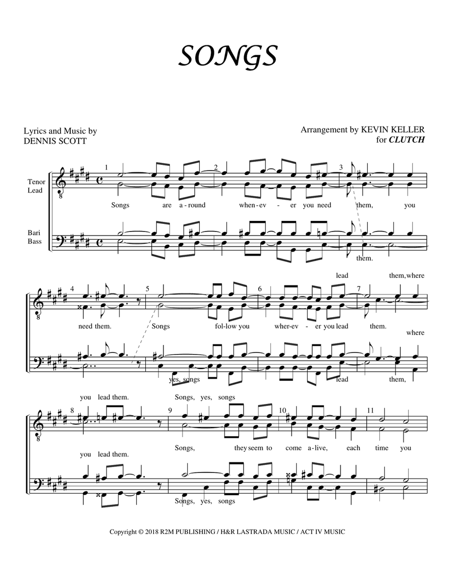 Songs TTBB scores gallery preview page 1