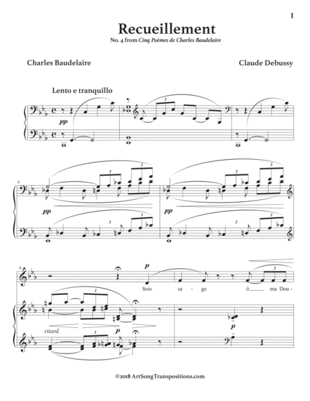DEBUSSY: Recueillement (transposed to C minor)
