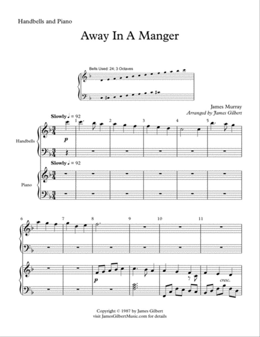 Away In A Manger Handbell Choir scores gallery preview page 1