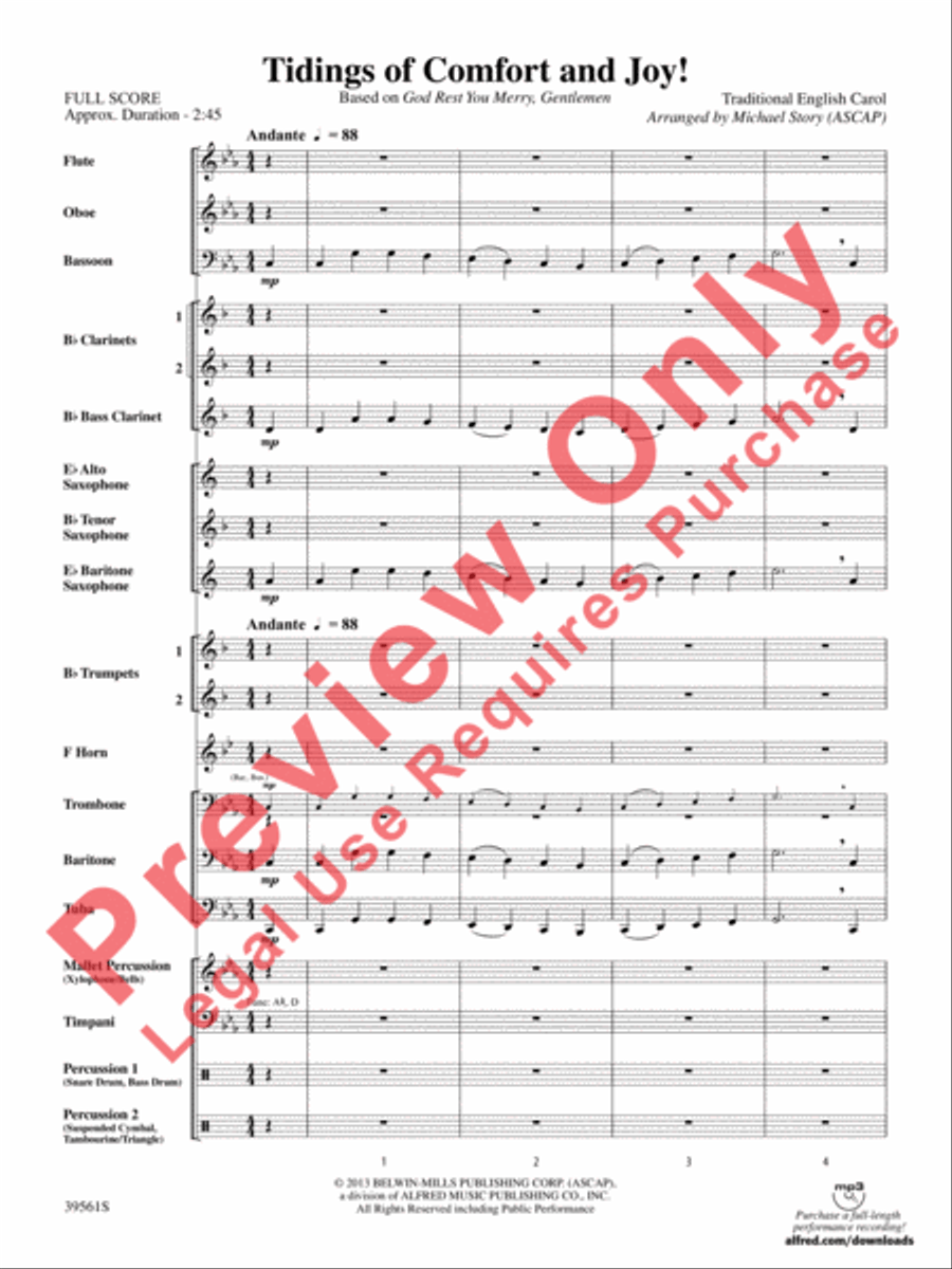 Tidings of Comfort and Joy! Concert Band scores gallery preview page 3