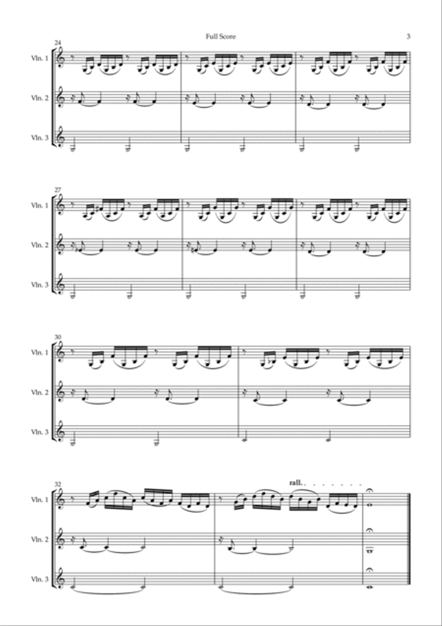 Prelude 1 in C Major BWV 846 (from Well-Tempered Clavier Book 1) for Violin Trio String Trio scores gallery preview page 3