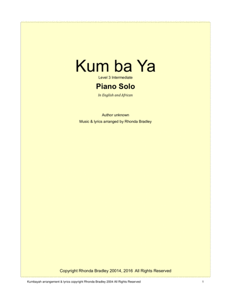 Kum ba Yah contemporary arrangement in English and African image number null