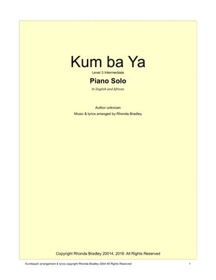 Kum ba Yah contemporary arrangement in English and African