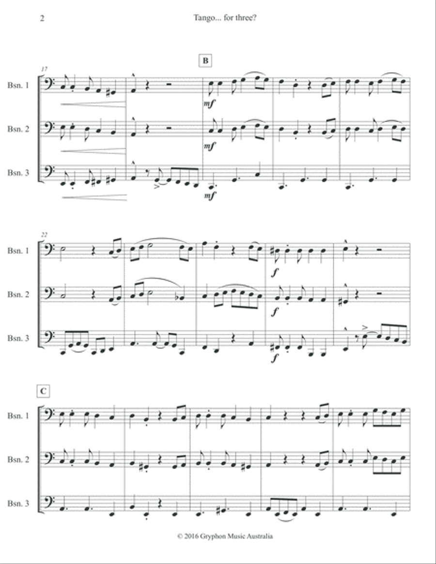 Tango... for three? for bassoon trio Woodwind Trio scores gallery preview page 3