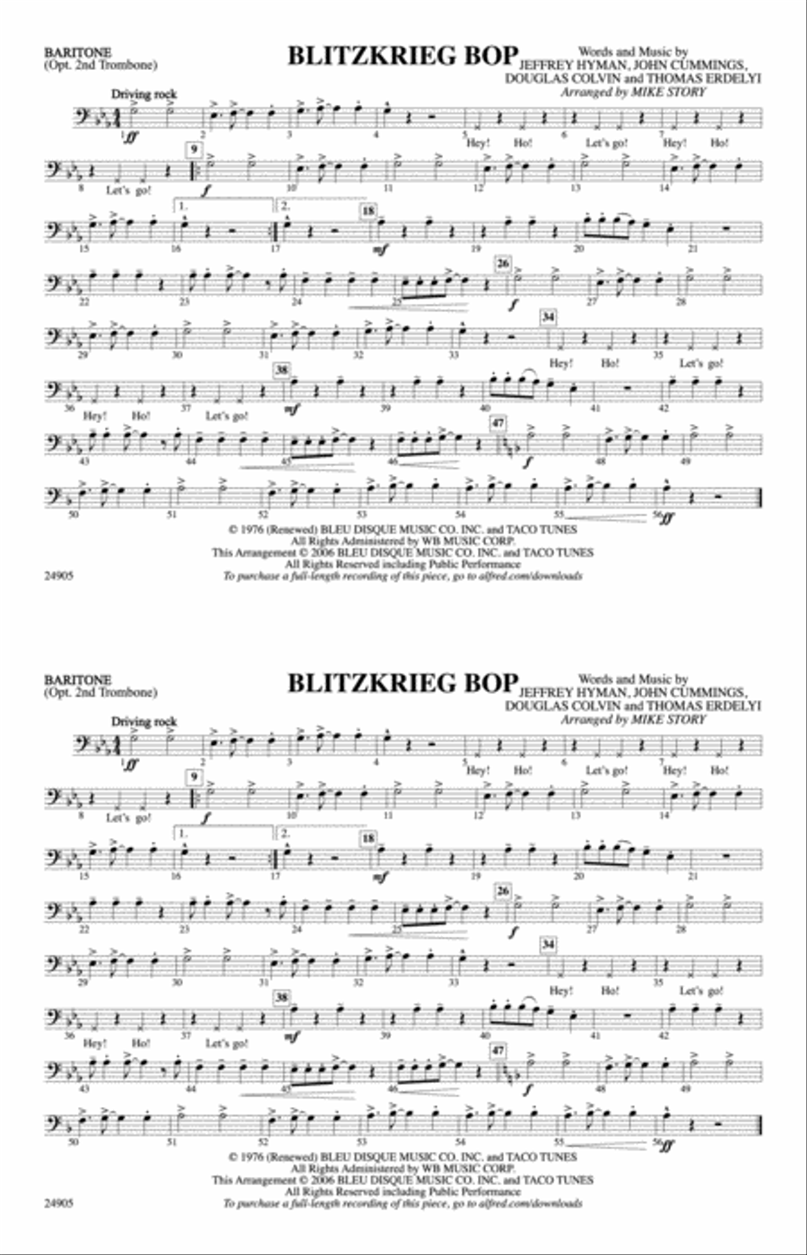 Blitzkrieg Bop: Baritone B.C. Marching Band scores gallery preview page 1